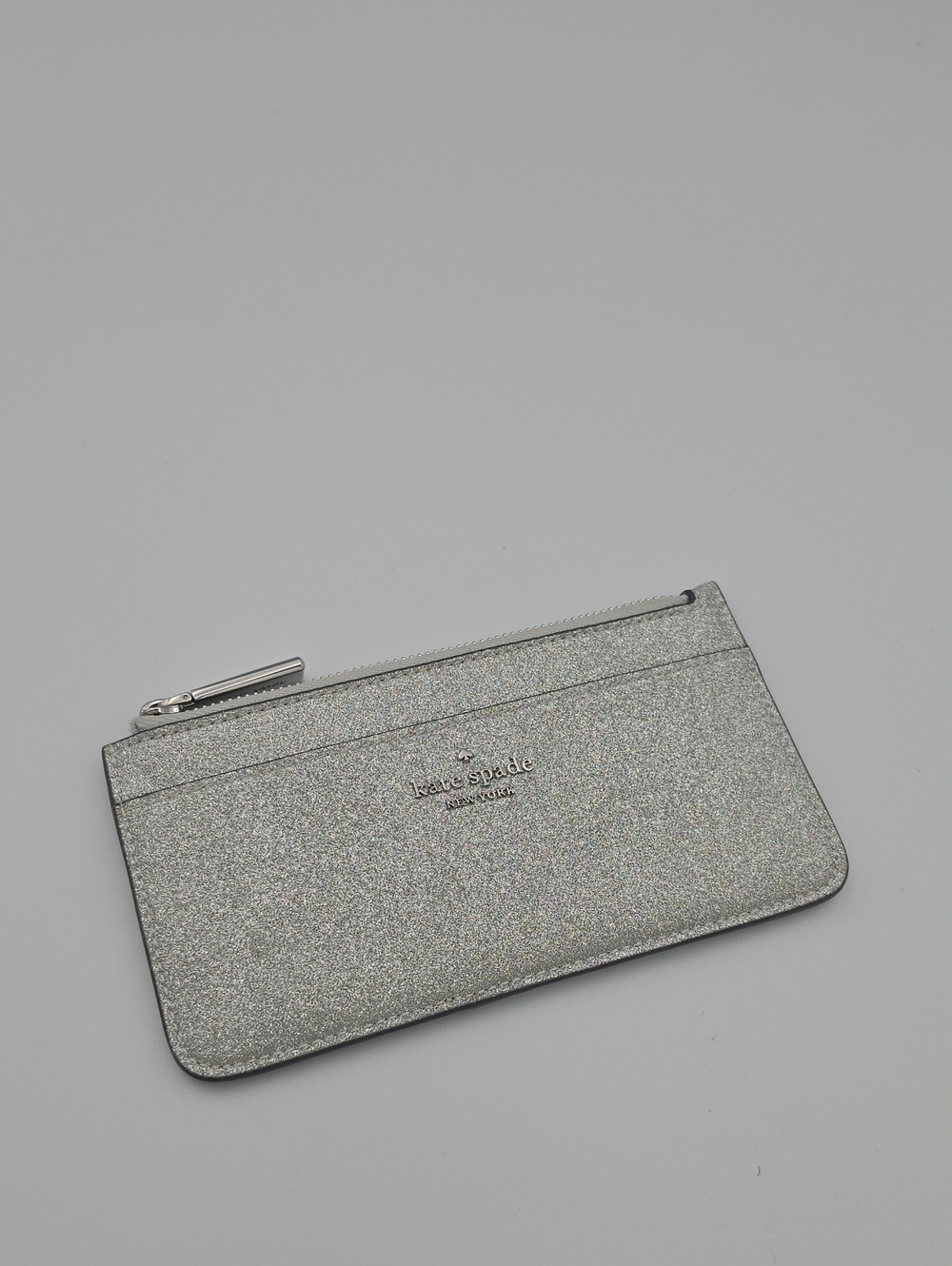 kate spade Silver Glitter Zip Card Pouch